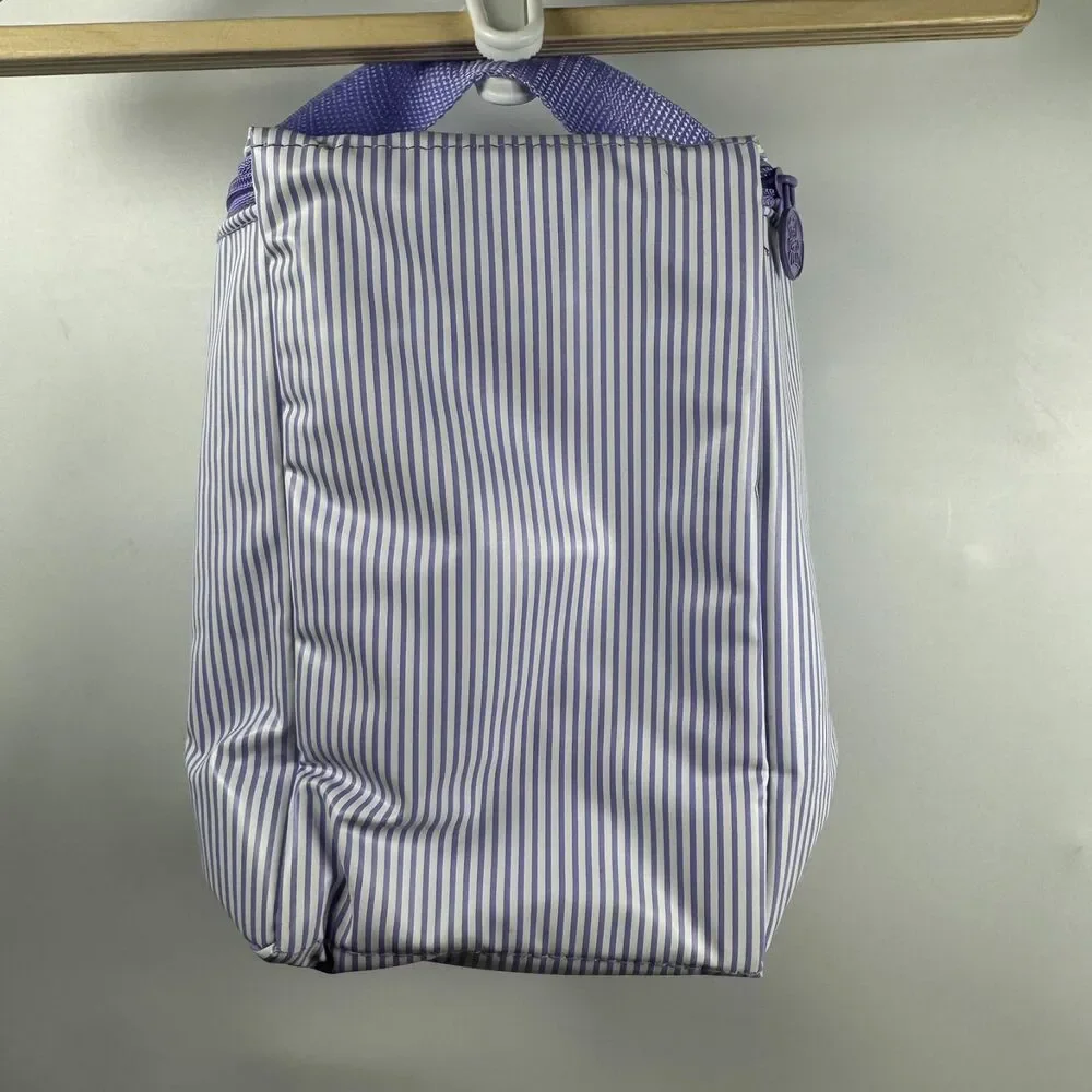 VTG Purple White Striped Small Baby Diaper Bag Zipper Pouch Bottle Holder Y2K